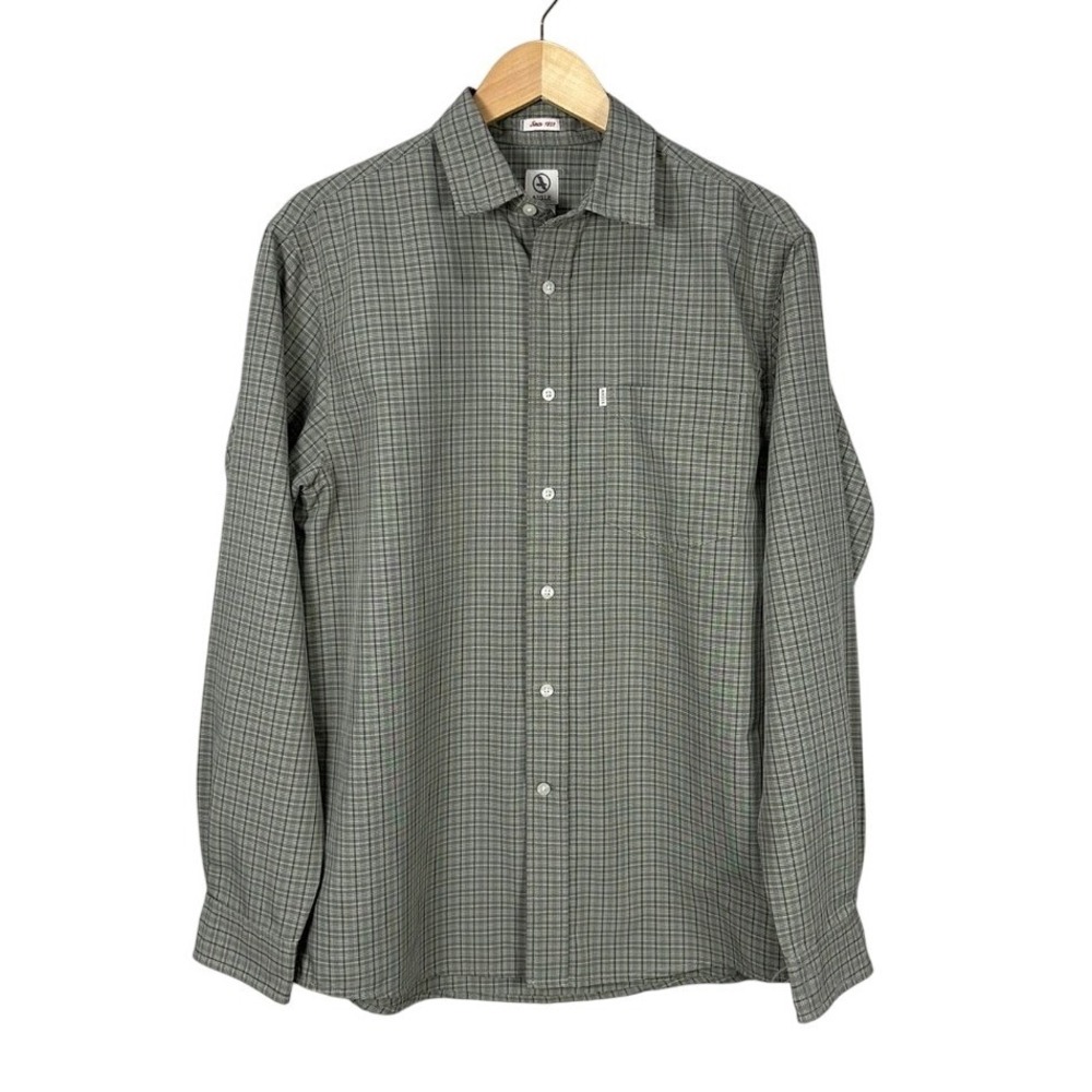 AIGLE Mens Plaid Button Down Shirt Long Sleeve Casual Pocket Size M
